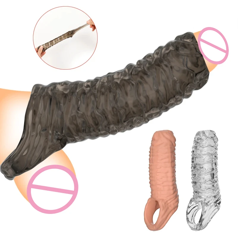 

Threaded Penis Enlargement Sex Toy Penis Ring Stretcher Extension Sleeve Delayed Ejaculation Enhanced Erection Couple Products