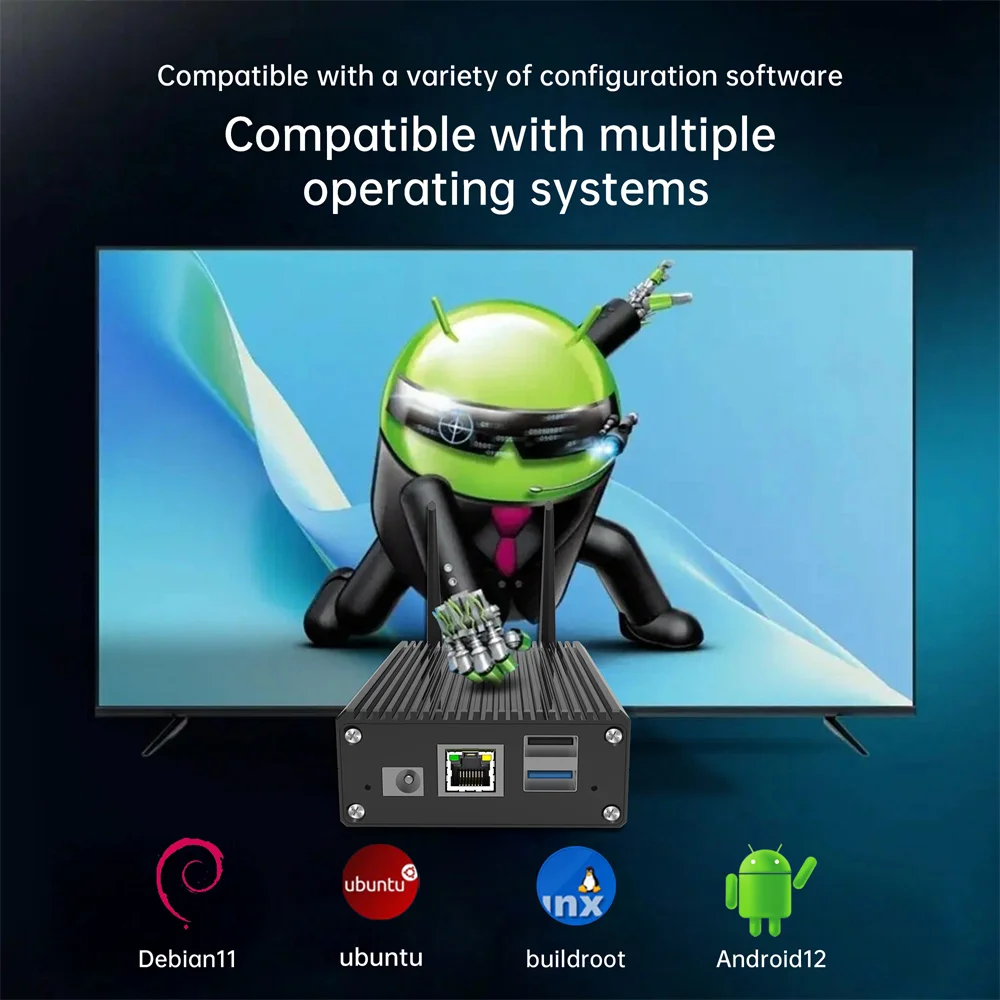 OEM Rockchip RK3588S Octa Core 2.4GHz Dual WiFi 8GB DDR4 RAM 64GB ROM Vero 8K Linux Android TV Box con PCIE2.0