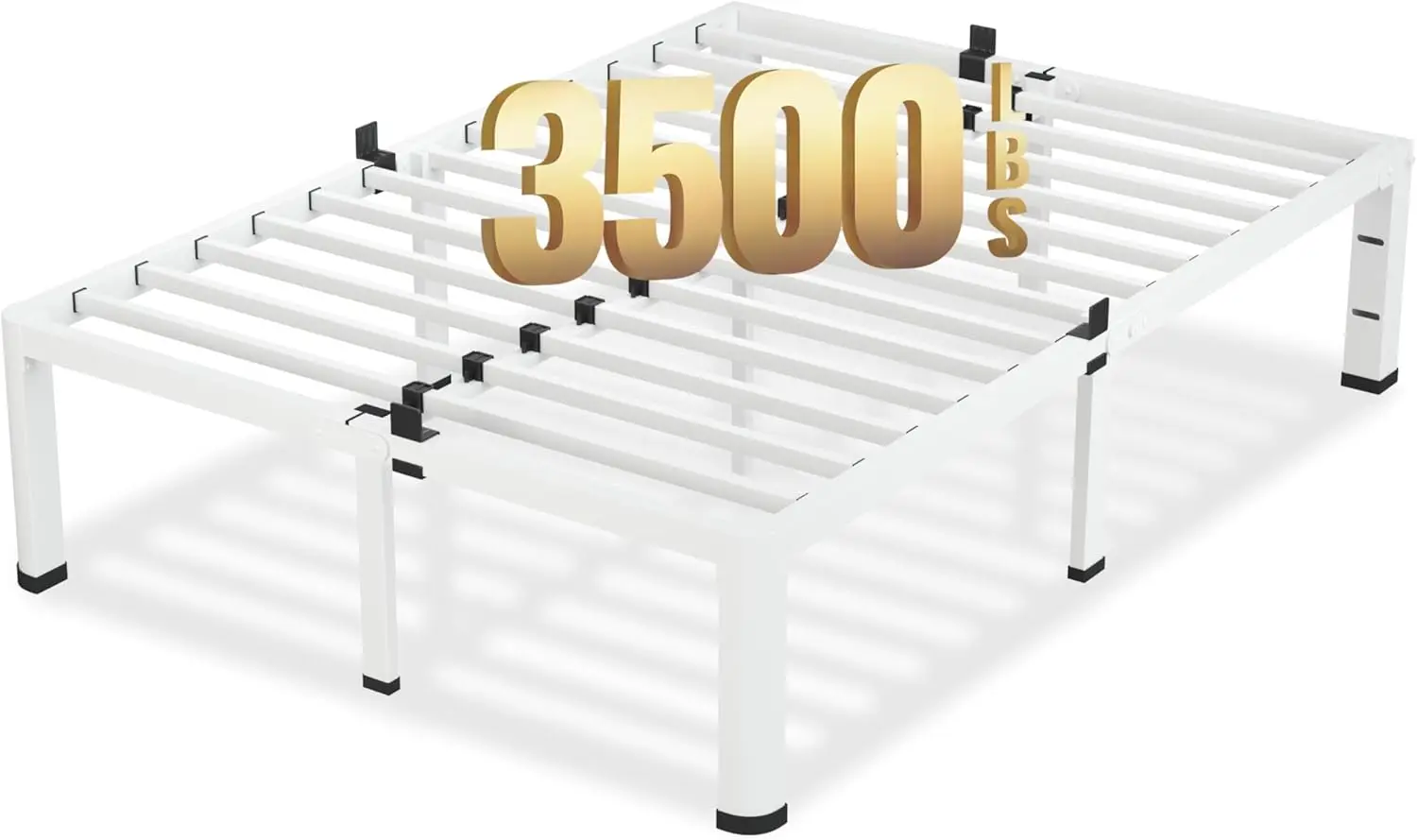 

Каркас кровати King Size белого цвета, 18 дюймов, прочная металлическая платформа с круглыми угловыми ножками, бесшумная, простая сборка