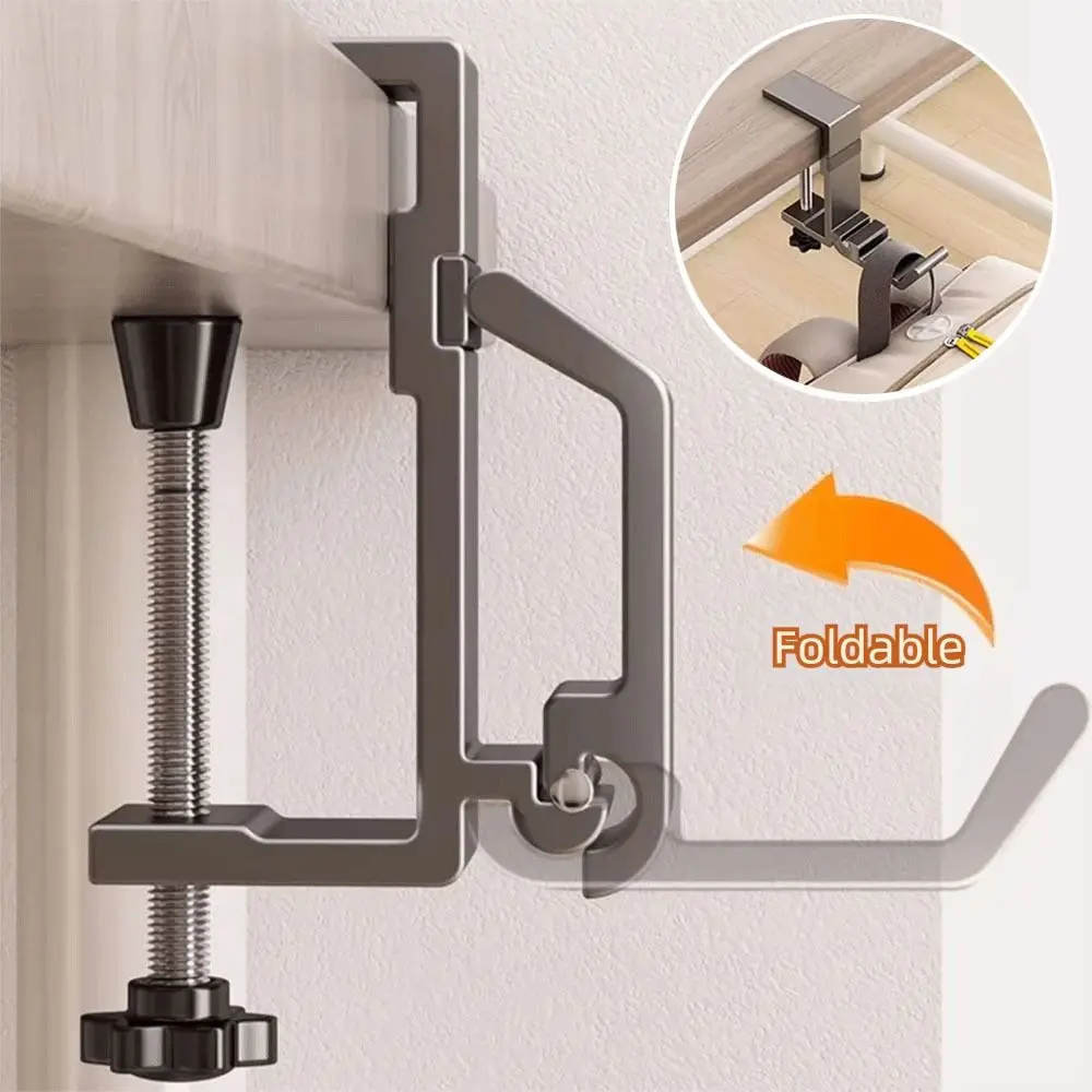 

Adjustable Desk Edge Bag Hook Punch-free Removable Desk Headset Hanger Space Saving Foldable Hanging Handbag Holder Student