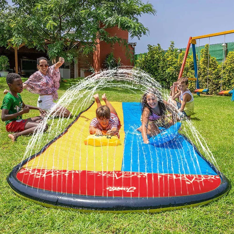 Inflatable Water Slide Summer Swimming Pool Kids Backyard Outdoor Water Toys Parent-child Lawn Water Spray Slide Water Play Game