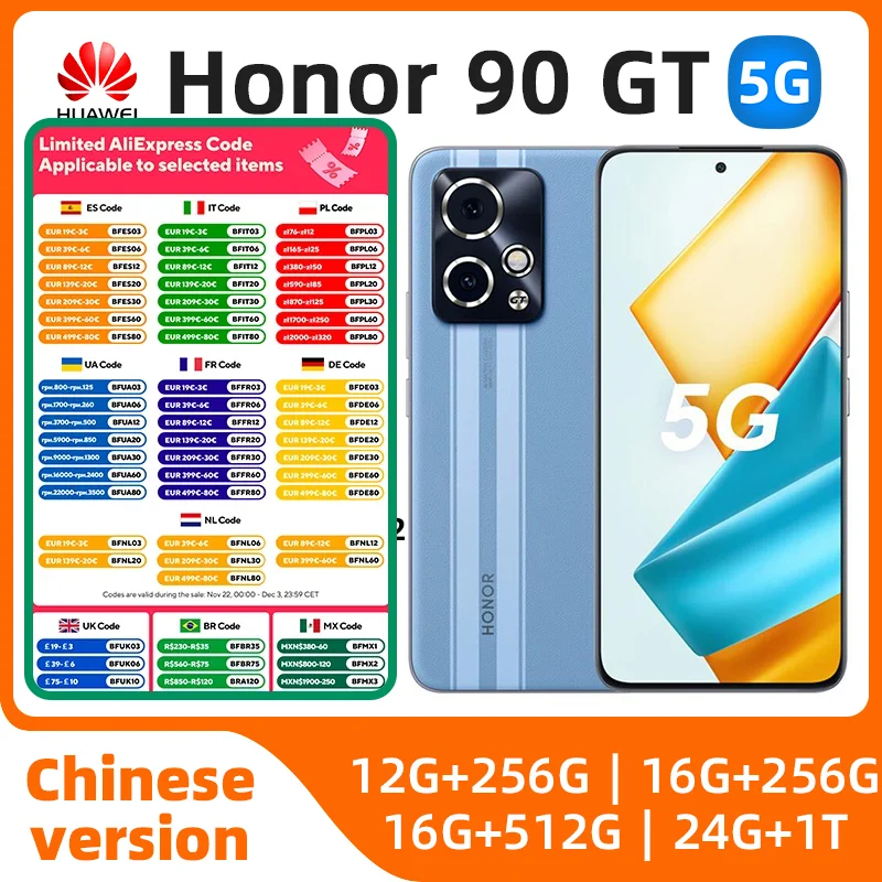 Honor 90 GT 90GT SmartPhone Snapdragon 8 Gen 2 Accelerated Edition Octa Core 6.7