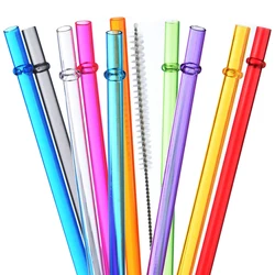 10.5 in Rainbow Colored Reusable Tritan Plastic Replacement Straws for 16 OZ 20 OZ 30 OZ Stanley, Set of 10 with Cleaning Brush