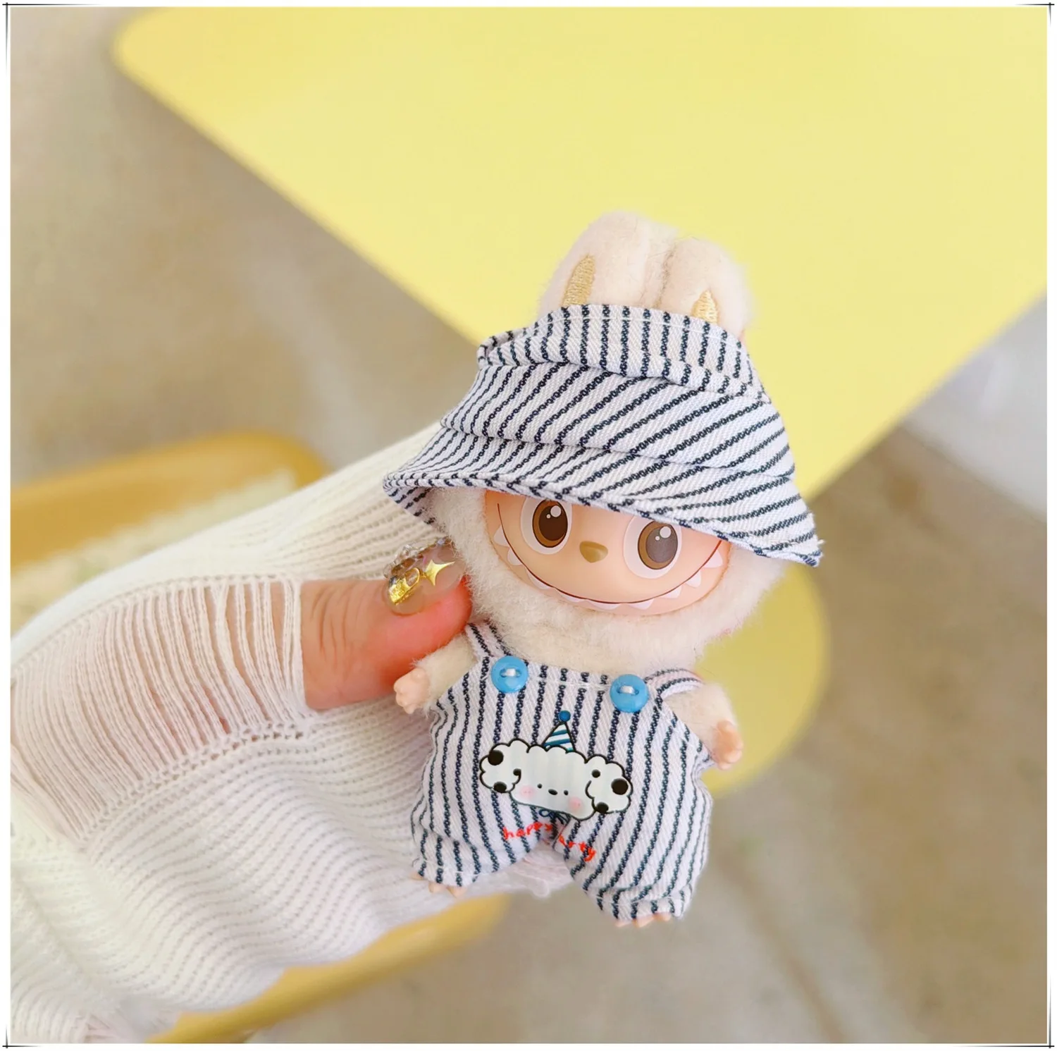 10-17 سنتيمتر Kawaii Labubu الملابس الكرتون شريط جرو مجموعة DIY بها بنفسك فستان المعبود ملابس دمى اكسسوارات اللعب أنيمي لعبة المحيط