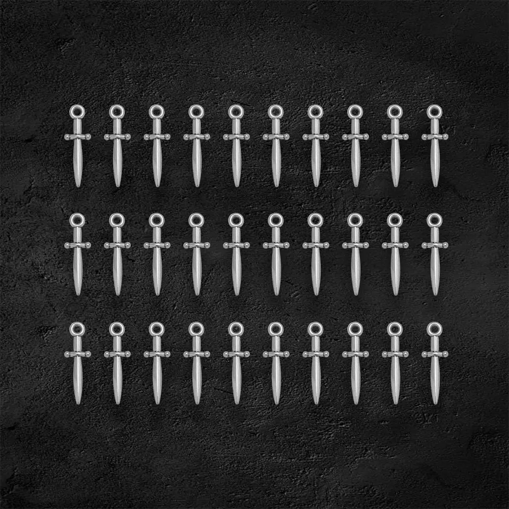 80pcs/Lots 23x7mm Mini Sword Charms Knife Gothic Halloween Pendants For Diy Necklaces Jewelry Making Findings Accessories