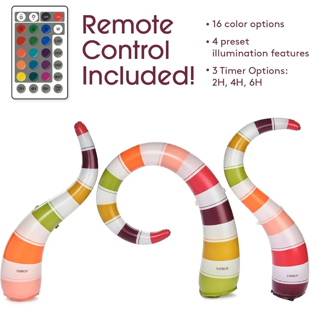 Serpiente inflable gigante iluminada para decoraciones de Halloween aterradoras, adecuada para uso interior y exterior, paquete de 3