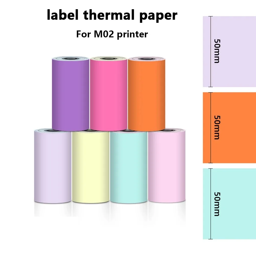 

53mm Colorful Thermal Paper 3-Rolls - Self-Adhesive/Non-Adhesive for Phomemo/Mini Printers, Journal, Photo Crafts, Gift Tags