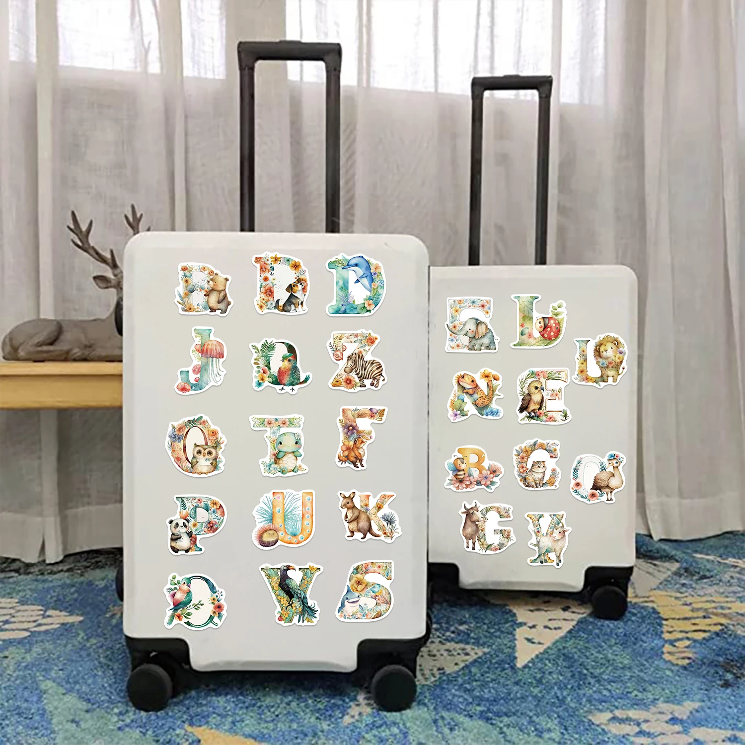 52pcs Cute Cartoon Animals Alphabet Stickers Waterproof Graffiti Vinyl Decals For Laptop Water Bottle Luggage Notebook