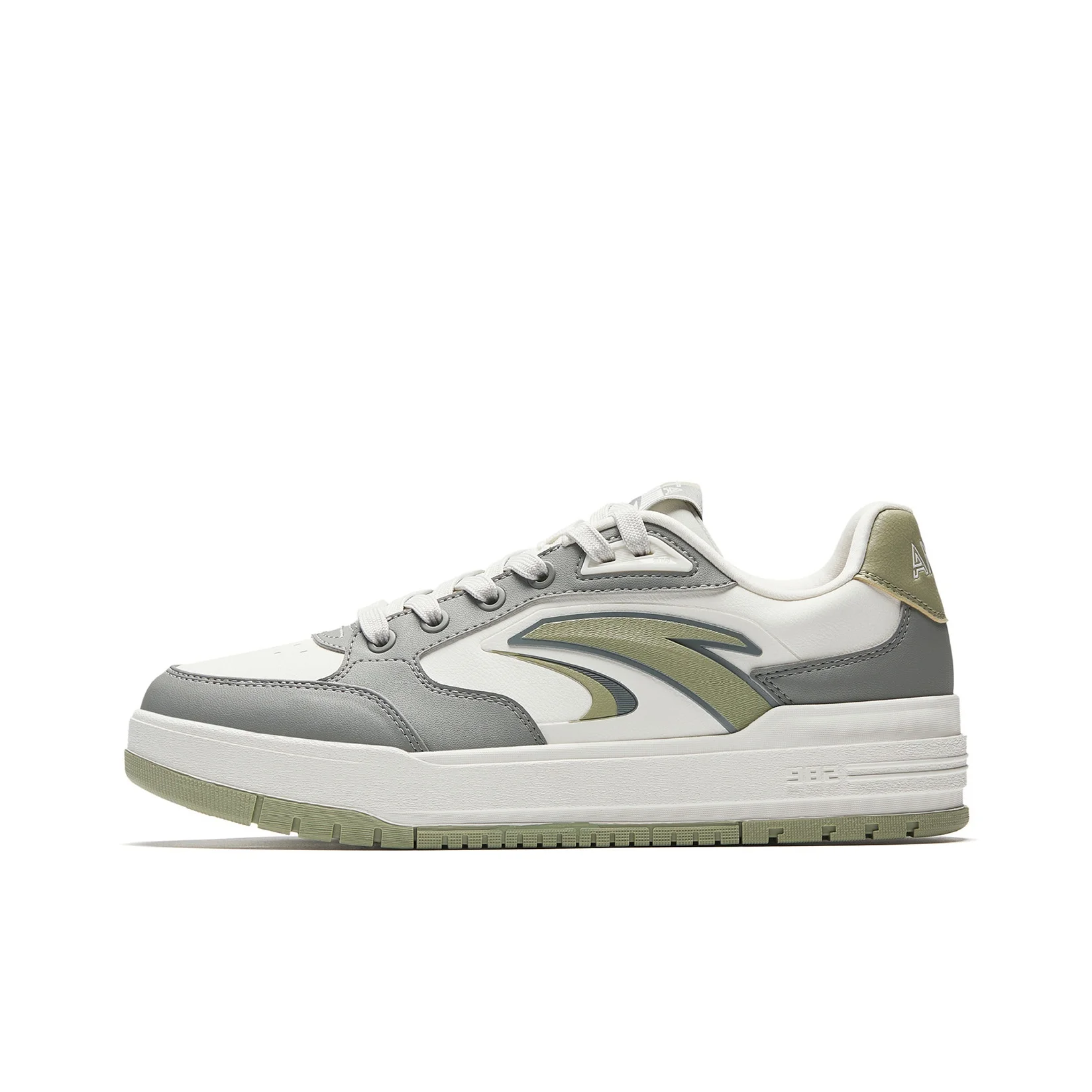 Anta 982 Synthetic Leather Wear resistant And Lightweight Low top Skateboard Shoes Men's White Gray Green 112548066-4