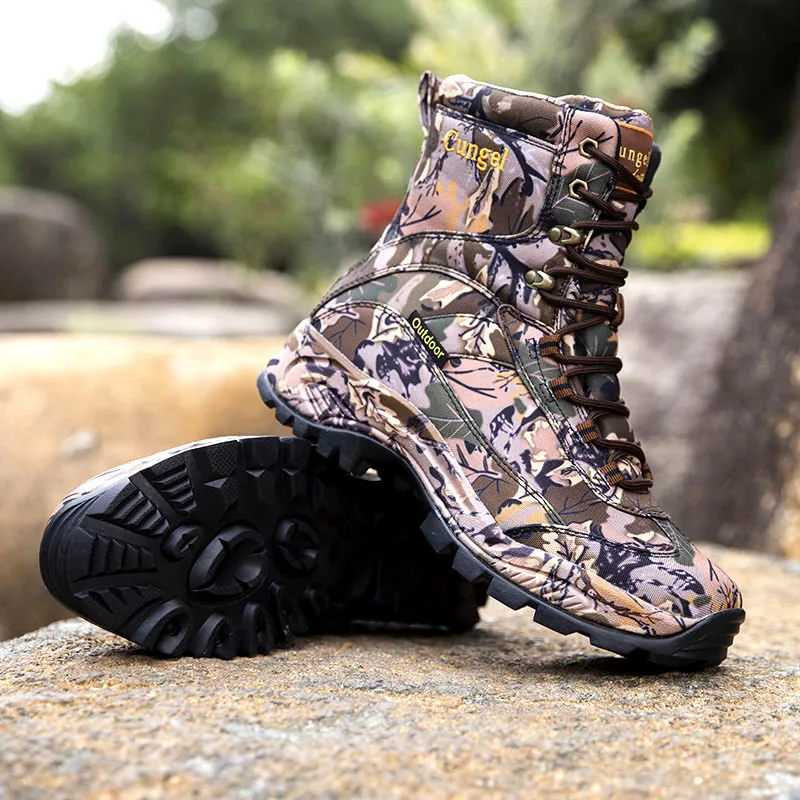 CUNGEL-Botas de caza para hombre, zapatos de senderismo para caminar al aire libre, botas deportivas de montaña, zapatillas de escalada, botas de