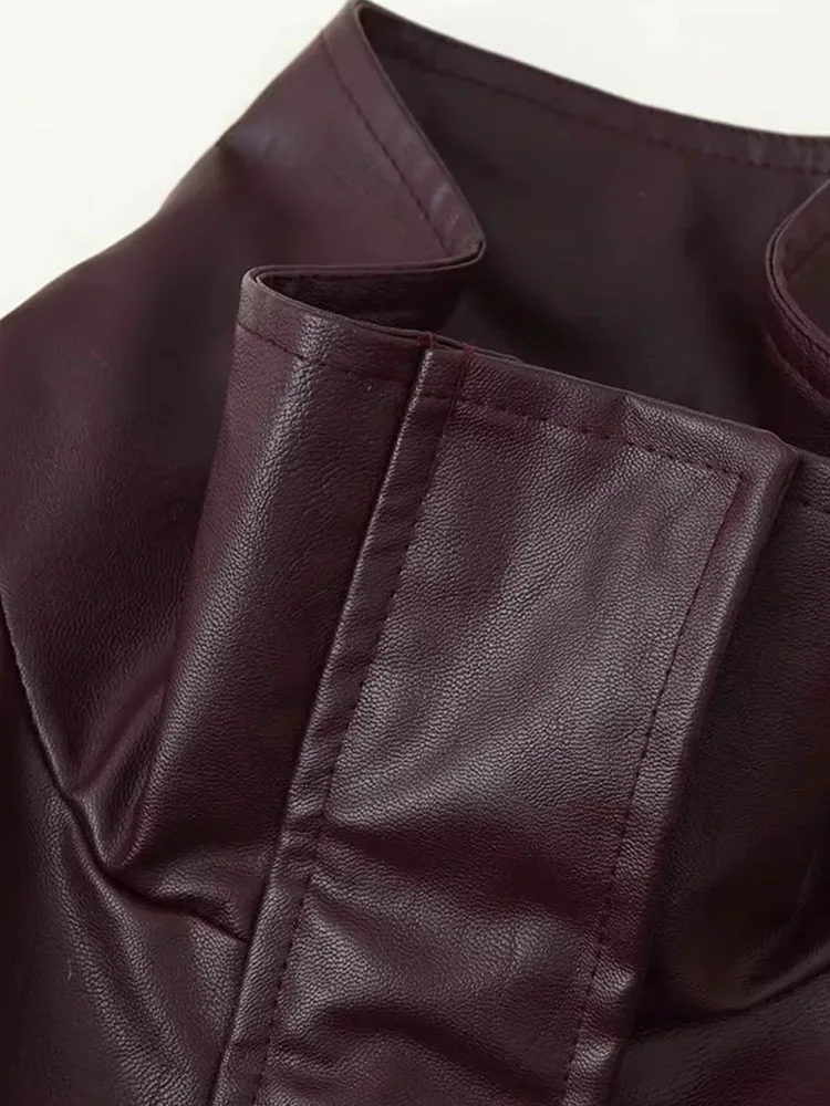 여성 가을 겨울 가죽 패션 벨트 지퍼 재킷 여성 스탠드 칼라 긴팔 포켓 오토바이 코트 스트리트 여성 상의