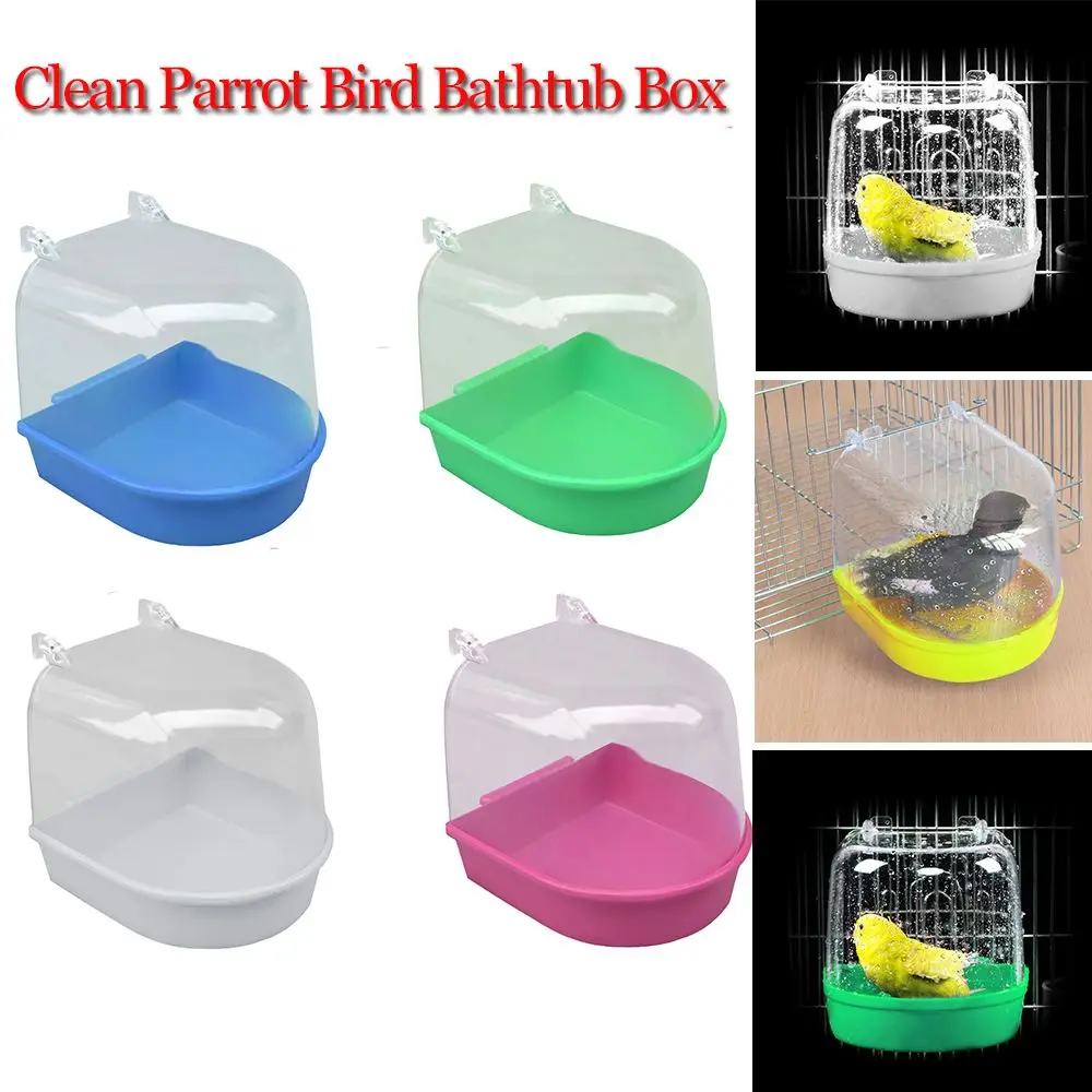 

Bathtubs Kit Clear Hanging Bird Bath for Cage Plastic Waterproof Parrot Bathtub Wear-resistant Mounted