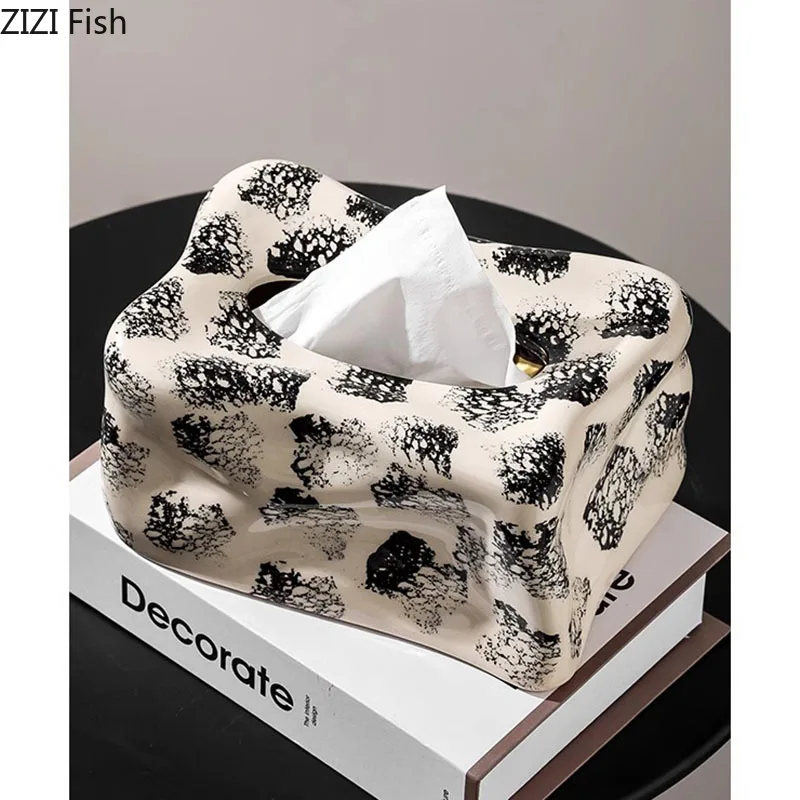 Creative Quail Egg Shaped Tissue Box Ceramic Paper Towel Case Coffee Table Desktop Napkin Holder Tissue Boxes Modern Home Decor