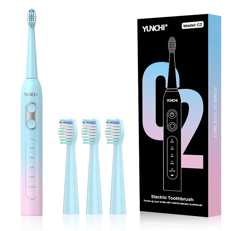 

New electric toothbrush + 8-pack replacement brush heads 1 dust cap + 1 travel case Paper box packaging 1 charging cable
