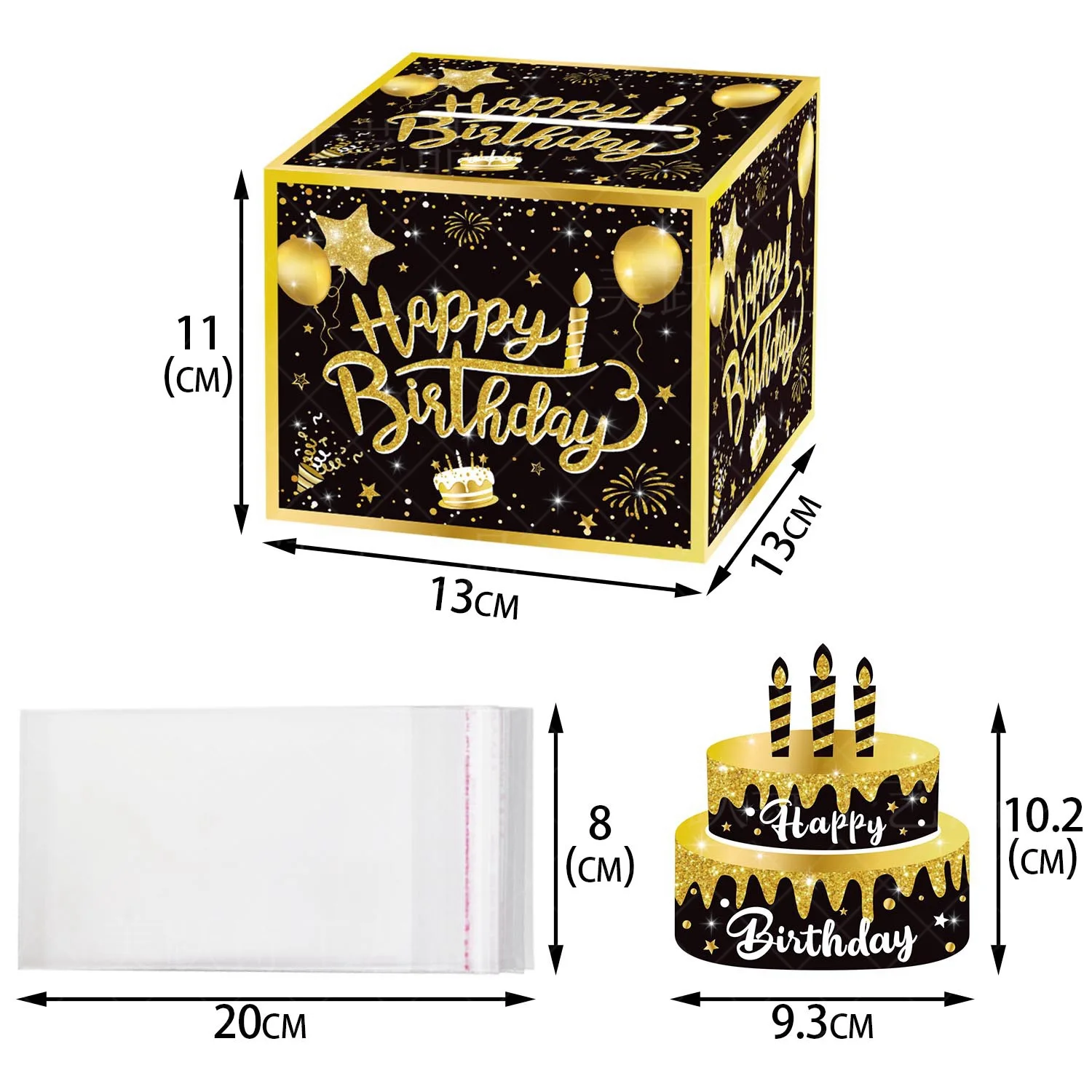 Surprise Birthday Party Decoration Cash Box Birthday Atmosphere Layout Props Black Gold Cash Box Birthday