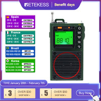 Retekess TR111 Radio FM Portable Radios AM FM Mini Ham Radio Shortwave Emergency Amateur Radio Multiband SW VHF WB Alarm Clock