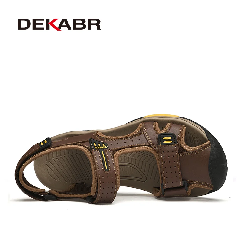 DEKABR Men\'s Genuine Leather Sandals Brand Classic Sandal Summer Male Outdoor Casual Lightweight Sandal Fashion Sneakers Size 46