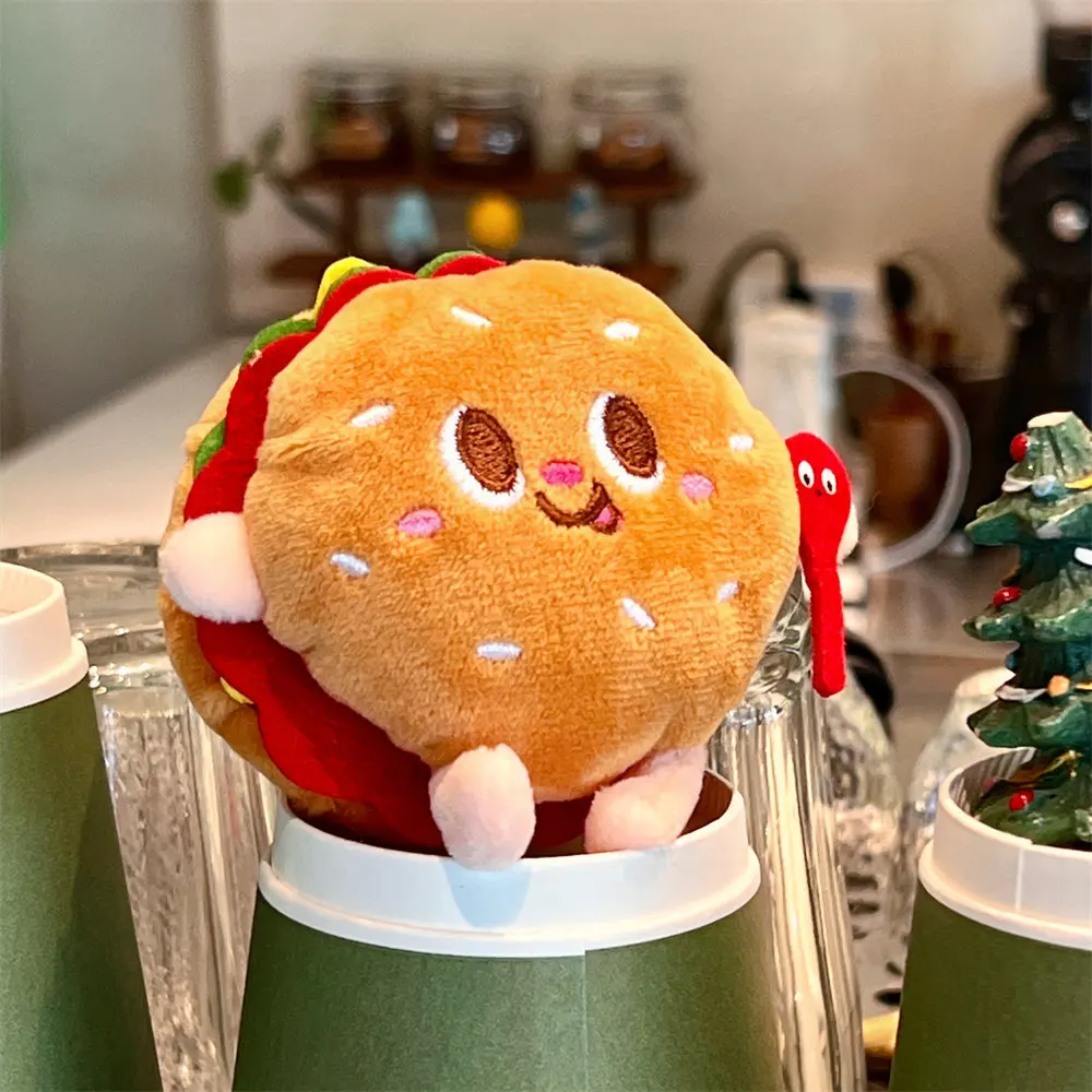 1/5 Uds. Lindo y creativo patatas fritas hamburguesa muñeca colgante mochila colgante de felpa llavero de coche muñeca pequeña