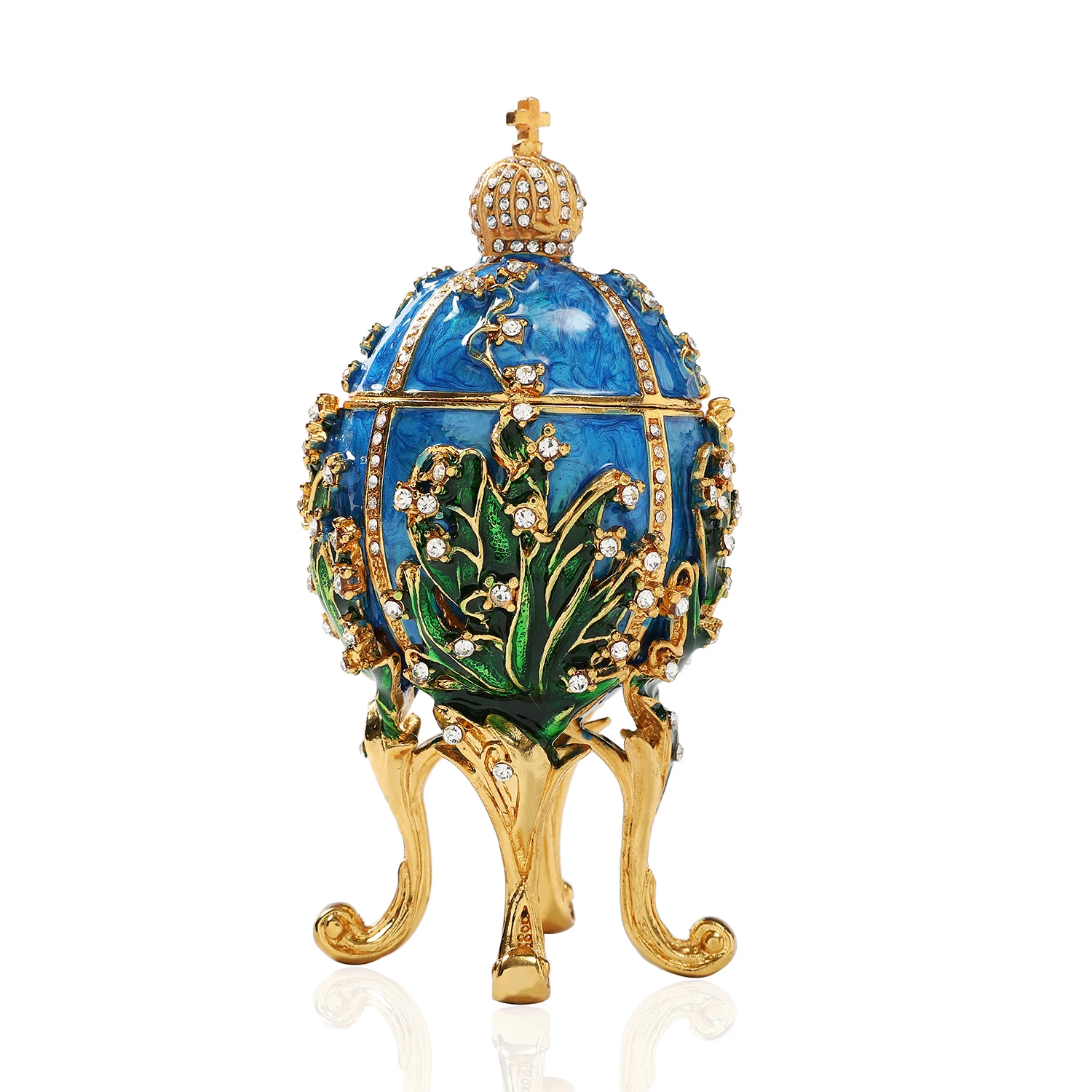 QIFU Handicarft Diamond Decoration Beautiful Blue Egg Jewelry Box