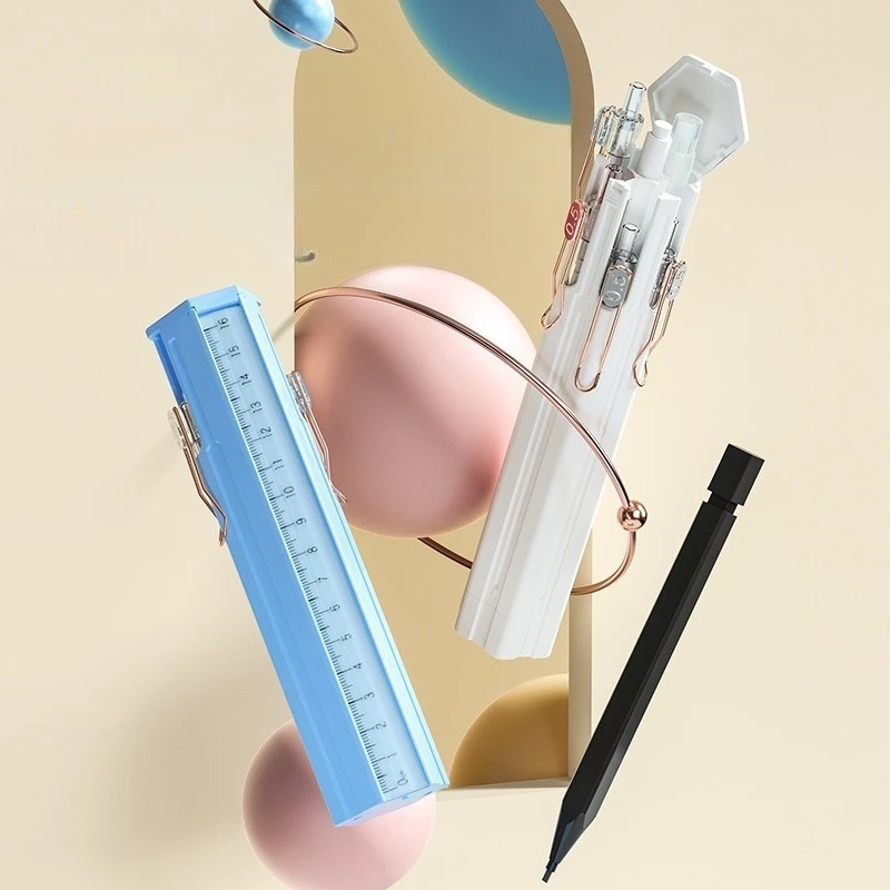 

Многофункциональный пенал, портативный чехол для ручек, набор канцелярских принадлежностей для студентов, включает 2B карандаш, линейку, ручку Higntlight, перьевая ручка