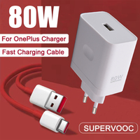 Original 80W Supervooc Charger For Oneplus 1+ 13T 13R 10 9 Pro Nord Ce4 Lite EU/US Warp Charge Power Adapter 1M Usb Type C Cable