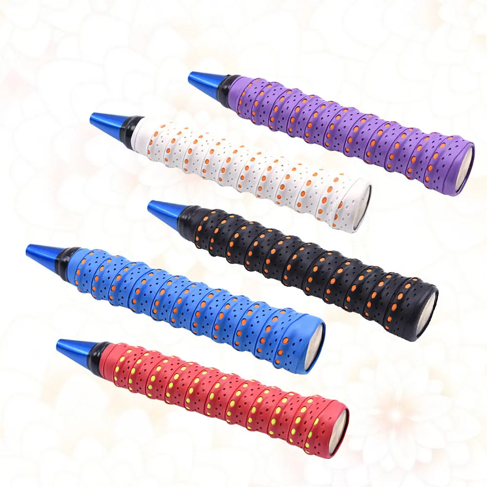 5 Rolls Breathable Anti-Slip Handle Tape Sweat Absorbing Comfort Grip for Tennis Racket Fishing Rod Bike Handle Wrap Cuttable