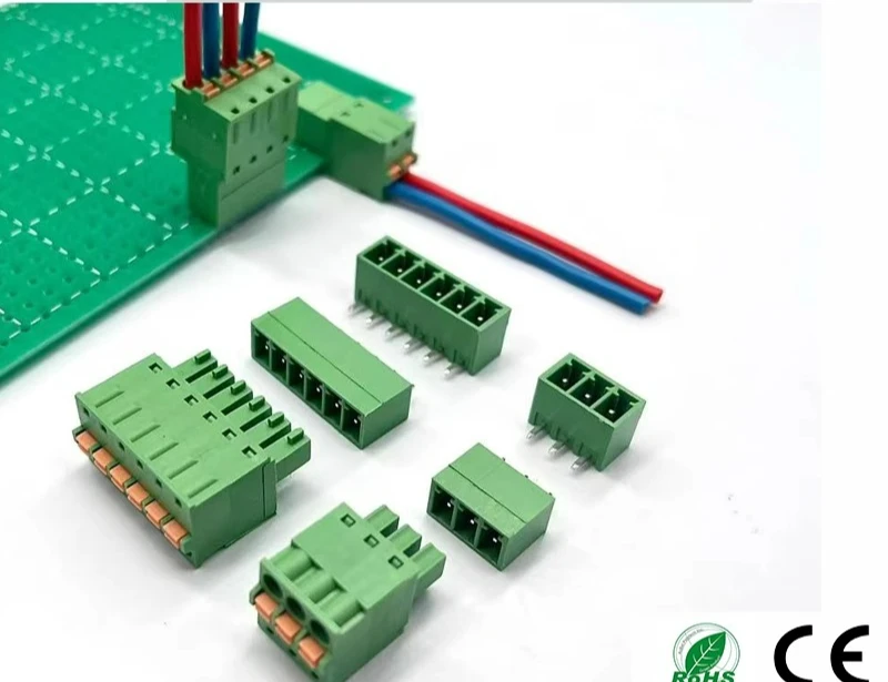 10Pairs of spring-loaded plugs with push-button terminal blocks 15EDGKD-3.81mm 2p-24p screw-free plug-in PCB