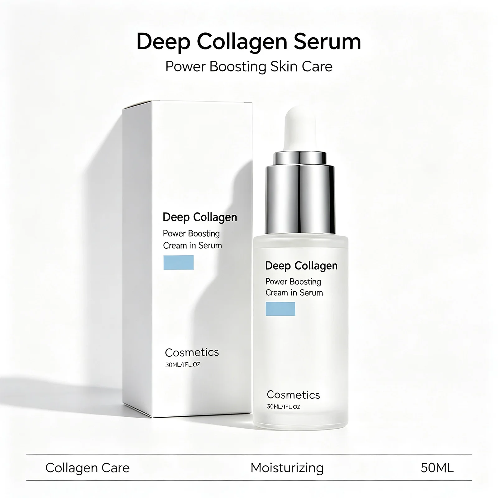 Deep Collagen Power Boosting Cream in Serum Hydrating Boost Elasticity Smooth Skin Texture Makeup Primer Daily Care 30ml