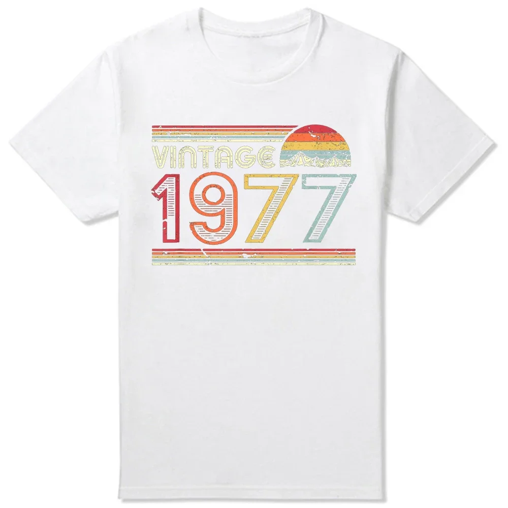 

Fashion 47th 47 Years Old Birthday Party Tshirt Male Top Vintage 1977 Limited Edition Black T Shirts