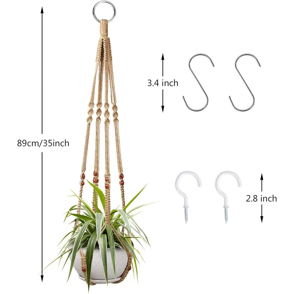 2 Pcs Plant Hangers Hanging Plant Holder Indoor Outdoor Decor Hanging Planter Basket with 4 Hooks (35 Inch)