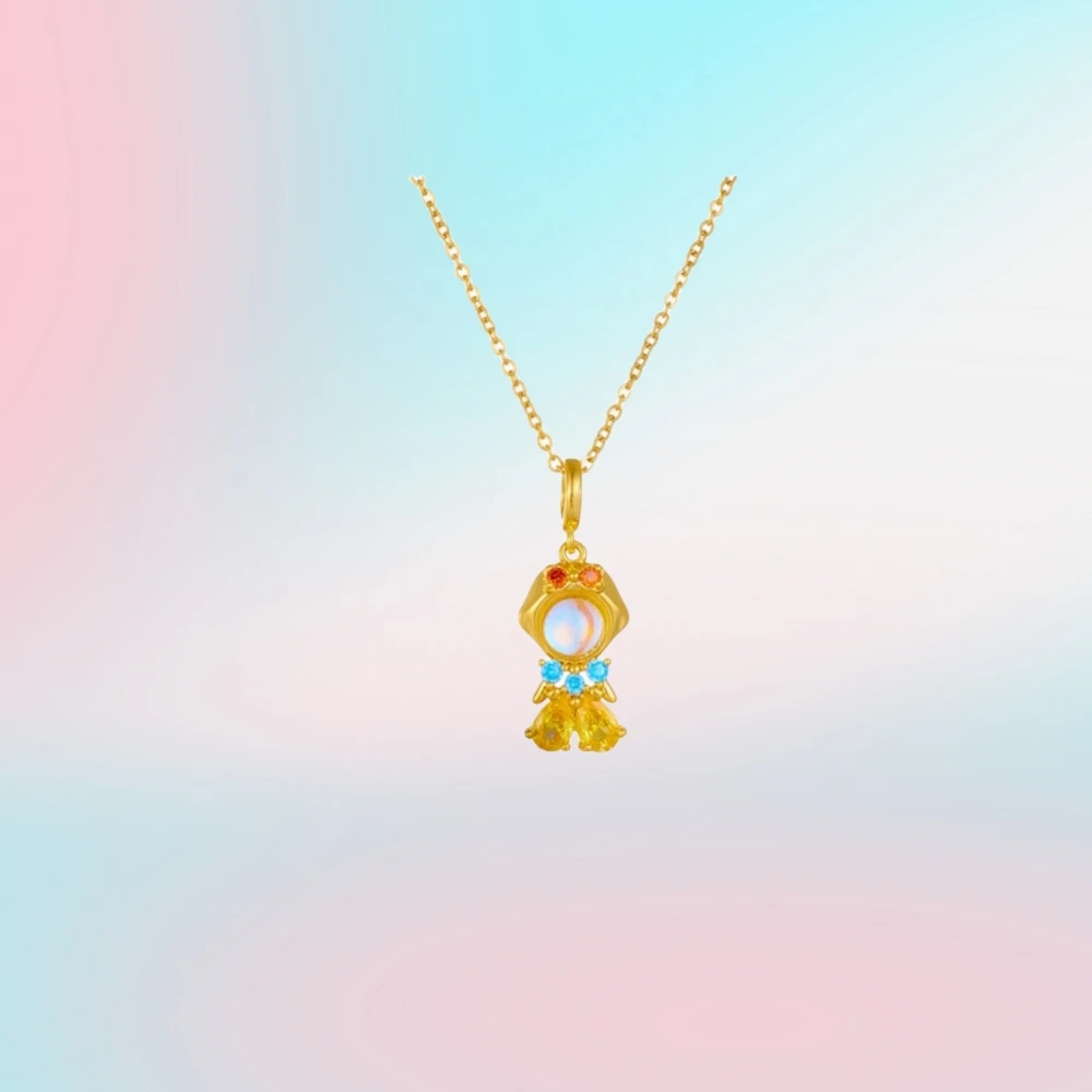 Modische bunte Zirkon-Märchen-Kleine Prinzessin-Halskette, vergoldete Universal-Kette, Schlüsselbeinkette, süßes Temperament – Detail 2