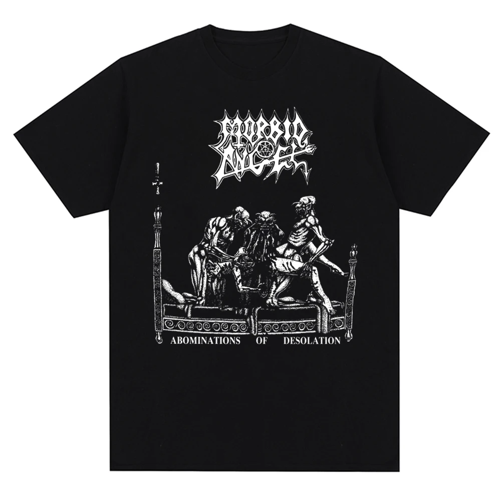 Fashion Personalized Mens Casual t-shirt Death Metal Band Morbid Angel Print Black Clothing 100% Cotton Streetwear Tops Tees