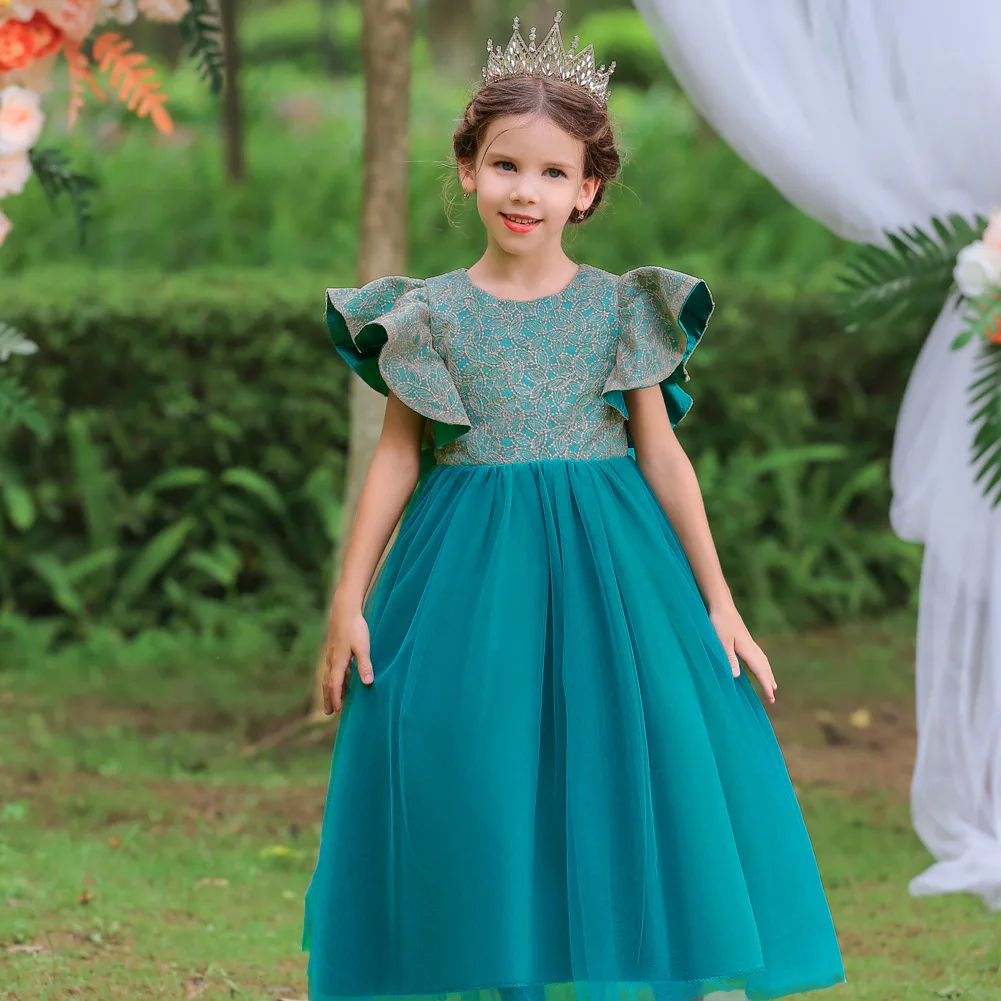 Kind Prinses Bubble Gezwollen Lange Jurk Victoriaanse 19e Rok Baljurk Halloween Cosplay Jane Austen Kostuums Bruiloft Bloem Meisje