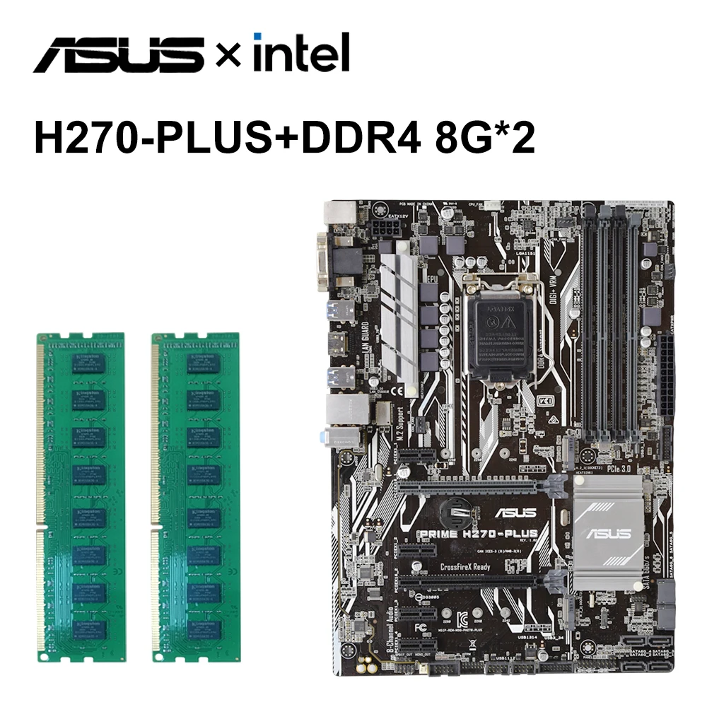 Imagem -03 - Asus-prime H270-plus Kit Placa Mãe Intel Pci-e 3.0 Usb 3.0 Atx Core I56500 Cpu Dr4 gb x 64 gb x M.2 Hdmi Sata Iii Usb 3.0 Atx