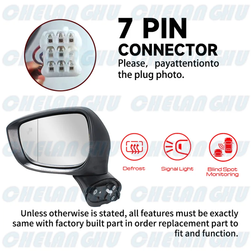 For Mazda CX-5 2015 2016 Left Side 7 Pins White Paintable Mirror Assembly KR2569181A With Heated Blind Spot Turn Light