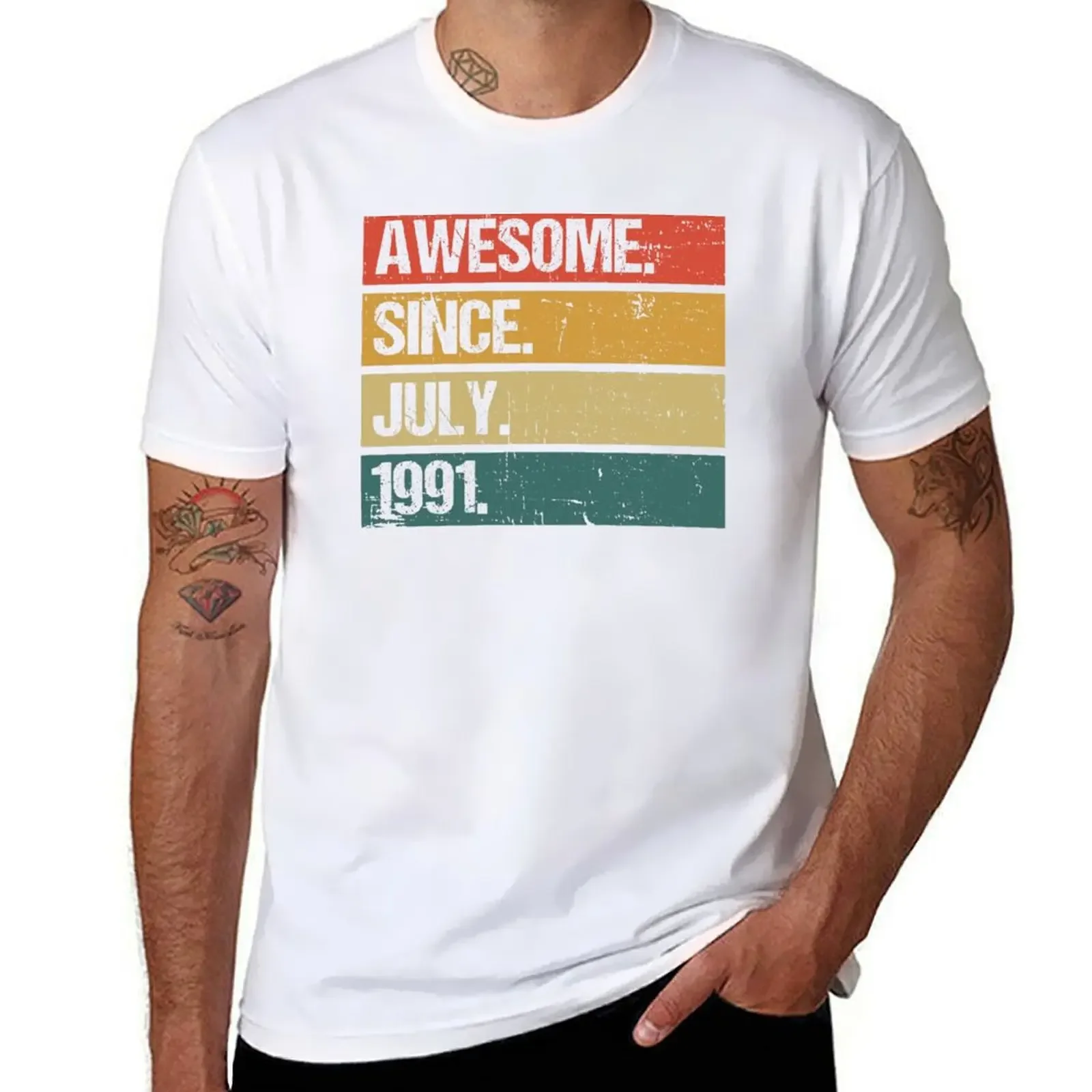 Awesome Since July 1991 Made In Vintage T-Shirt anime sublime graphic tees designer men heavyweight Round Collar Outfits funny