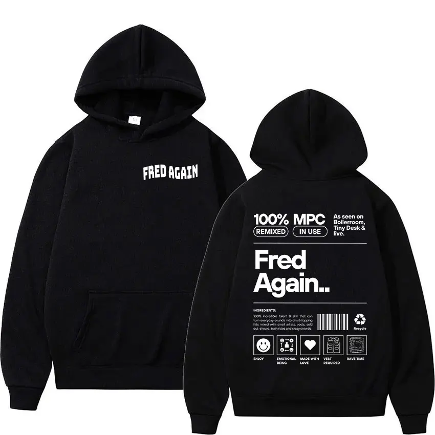 

Fred Again Music Album Print Hoodie Men Women Hip Hop Fashion Pullover Sweatshirt Casual Long Sleeve Oversized Hooded Streetwear