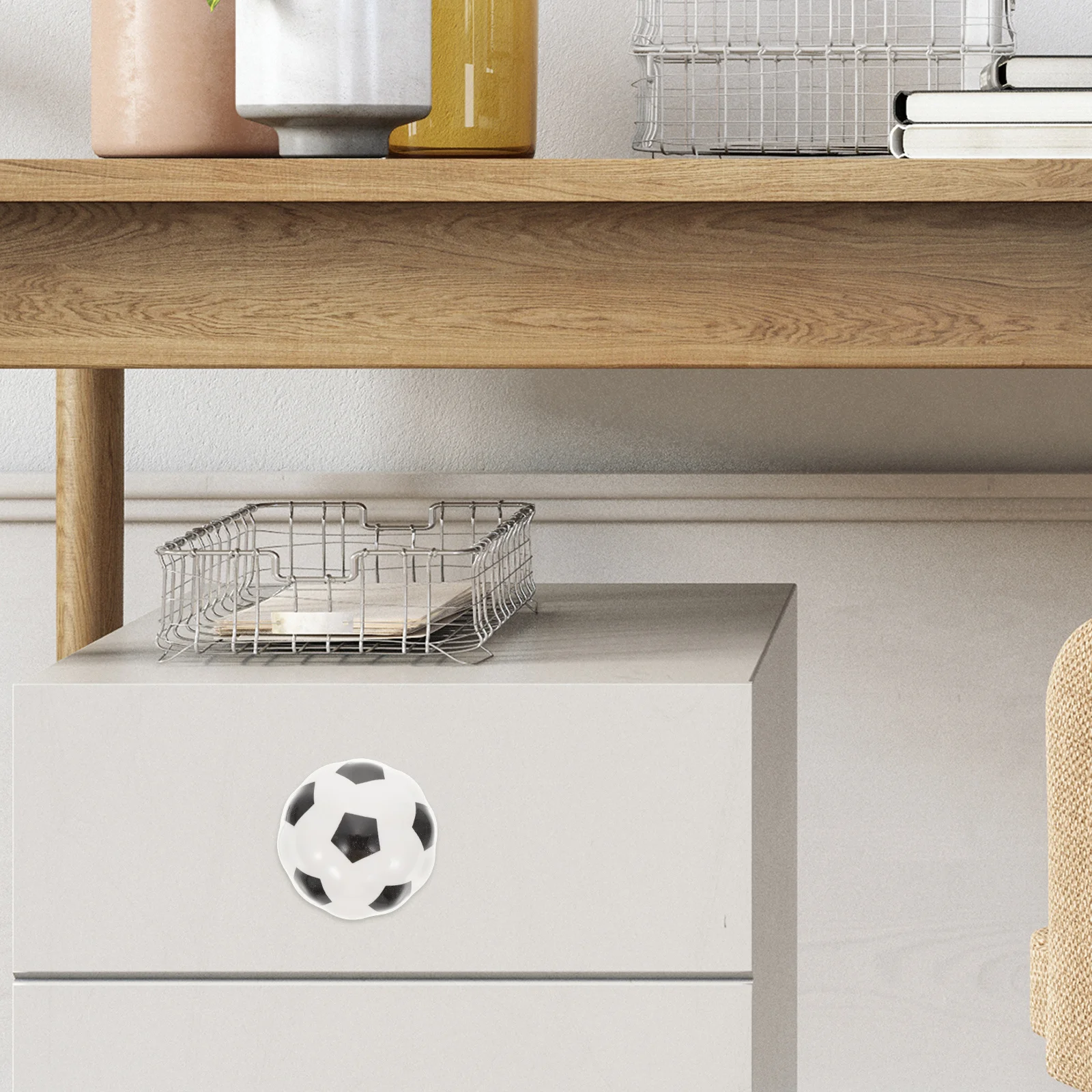 

2Pcs Football Ceramic Cabinet Knobs Durable Decorative Drawer Pull Dresser Accessories Wear-Resistant Compact Drawer Knobs