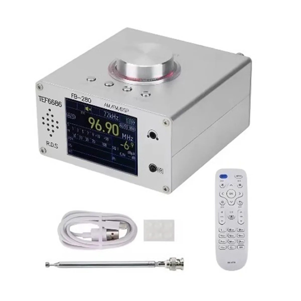 

TEF6686 Desktop Digital Radio Opensource Full Band Receiver DSP RDS AM FM Support Online Upgrade with Atmosphere Light
