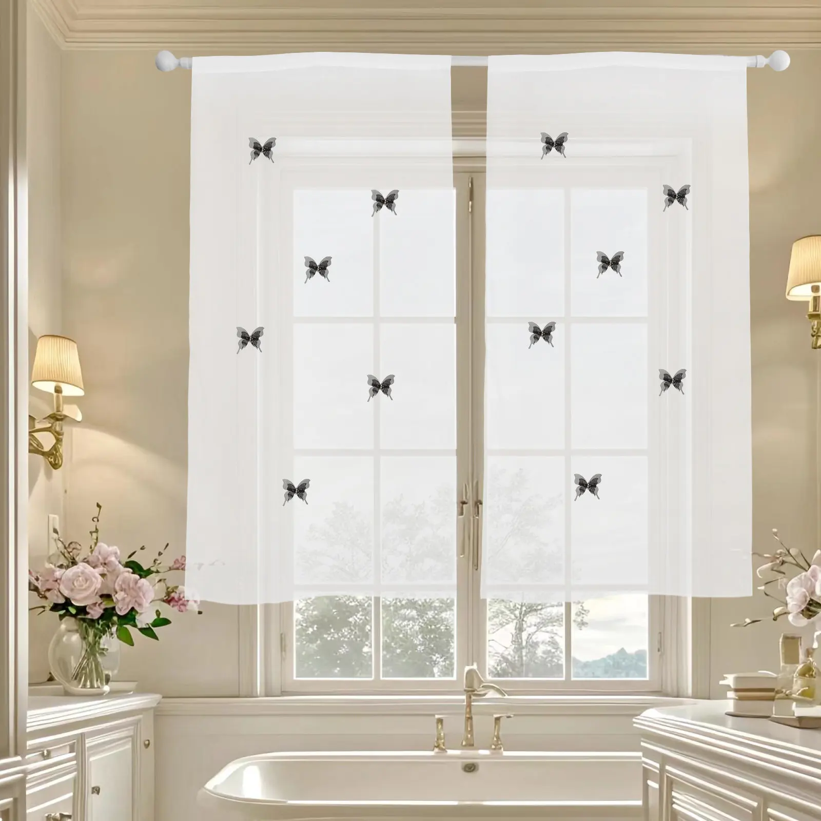 Transparent Sheer Curtain 2 Panels Living Room Window Treatments Decorative Drapes Lightweight Modern Home Privacy Solution