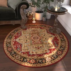 Ethnic Style Bedroom Decor Round Carpet American Retro Carpets for Living Room Washable Lounge Soft Floor Mat Home Anti-slip Rug