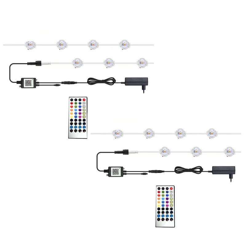 Luces LED permanentes para aleros al aire libre, impermeables, Control por aplicación, luces de cadena RGB para decoraciones navideñas, enchufe europeo-AT64