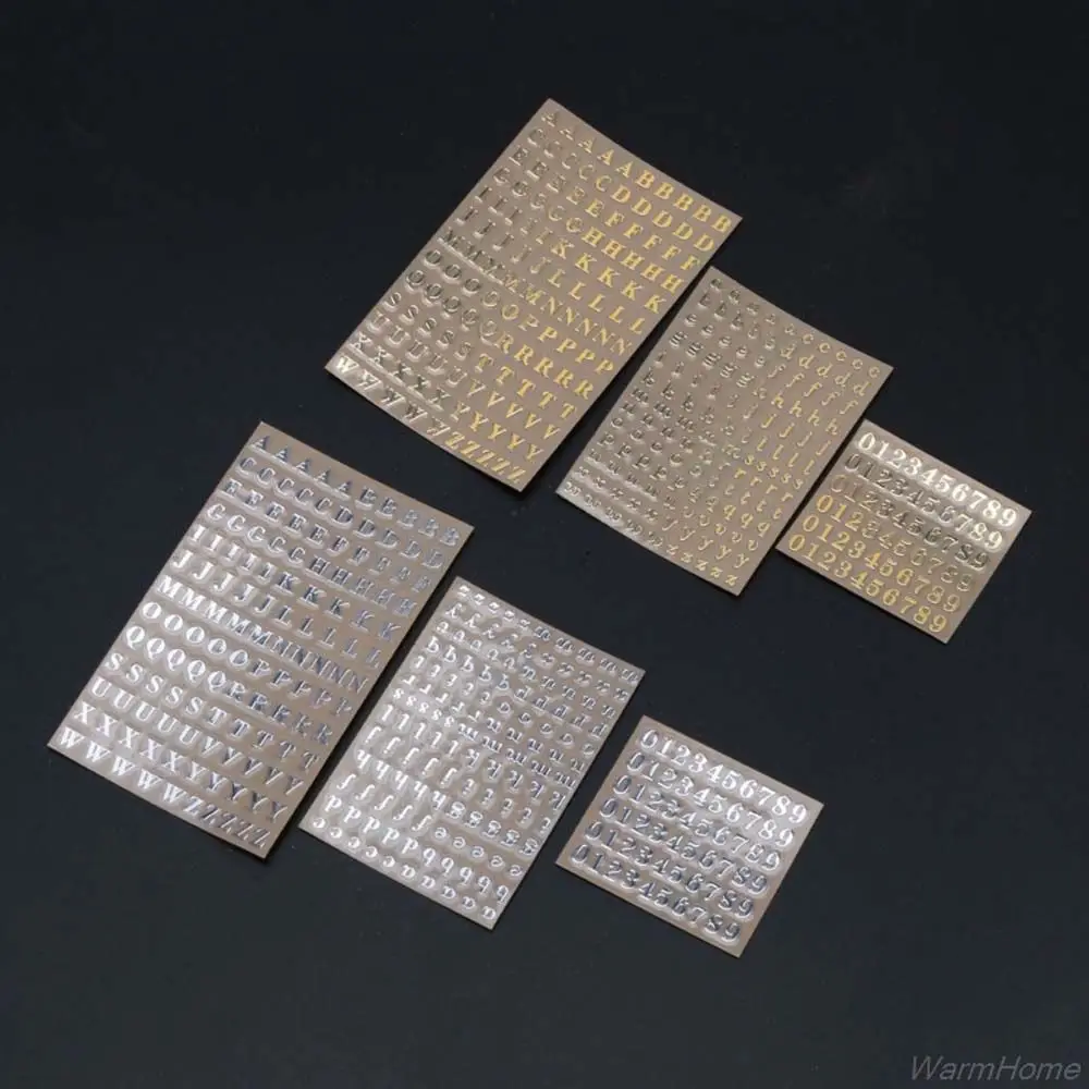 Stiker Label Angka Dekorasi Scrapbook Emas & Perak Huruf Inggris Pengisi Stiker Pengisi Epoksi Stiker Alfabet