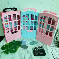 Dollhouse Accessories Wardrobe Portable Closet Furniture Girl Princess Bedroom Accessory for Doll Kids Toy Birthday Gift