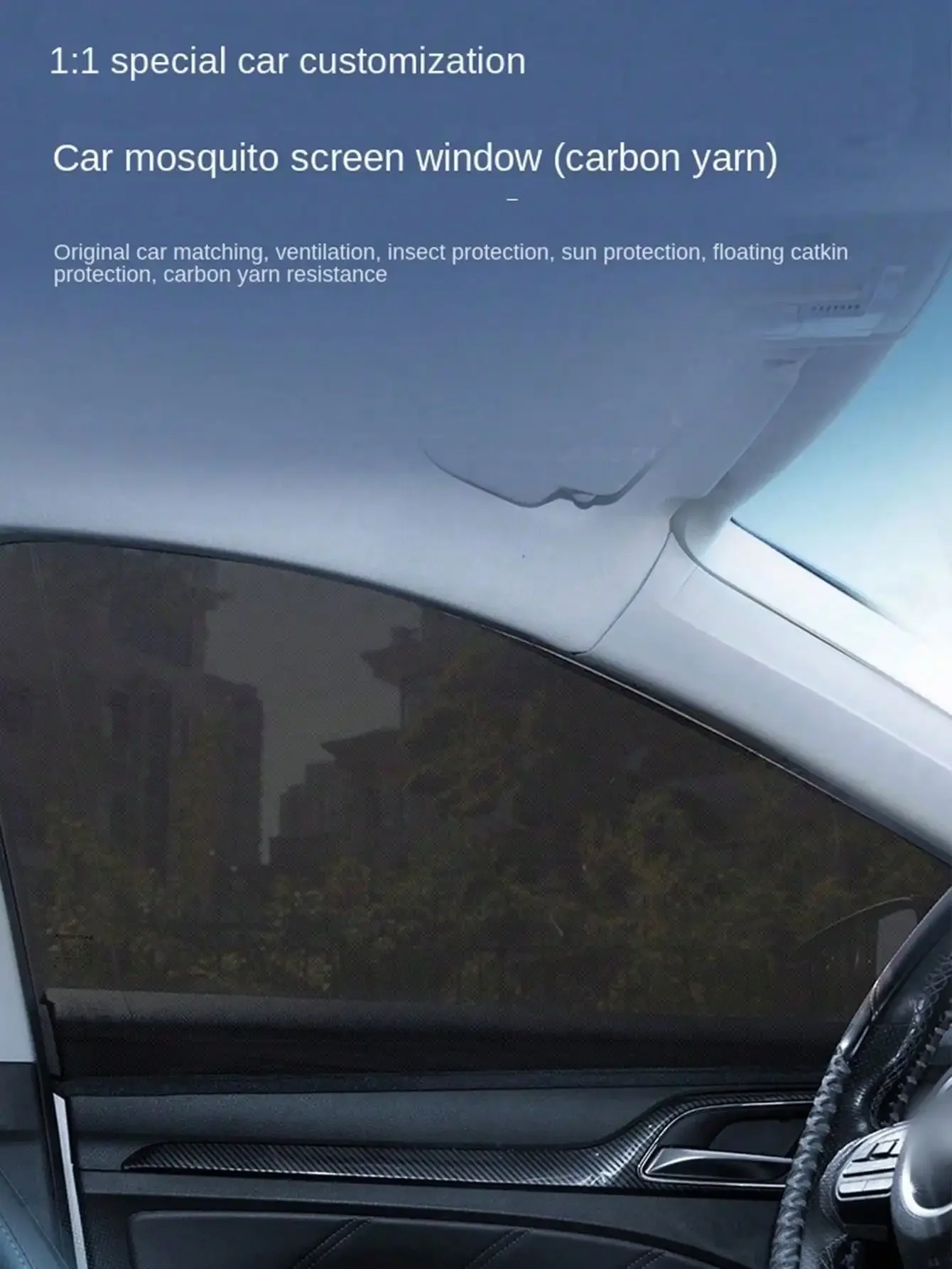 KKJOY 4-teiliges Universal-Set für Seitenfensterabdeckungen, Moskitonetz, atmungsaktives Netz, UV- und insektenabweisend, für Fahrzeugfenster. – Detail 4