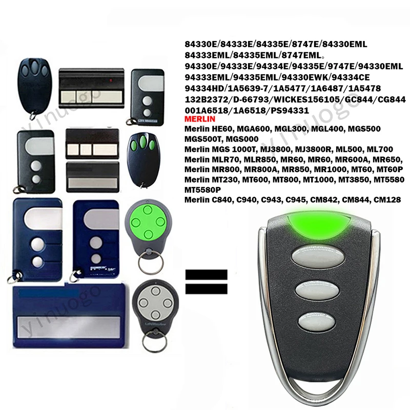 

94335E 94334E 94333E 94330E 84330E 84333E 84335E 94335EML 94333EML 94330EML Garage Door Remote Control 433.92MHz Gate Opener