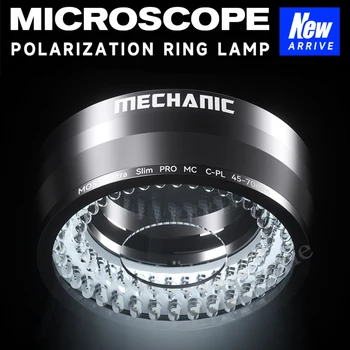 Anel de luz polarizada para microscópio mecânico ls720, elimina reflexão, adequado para a maioria dos microscópios estéreo, tamanho 48mm