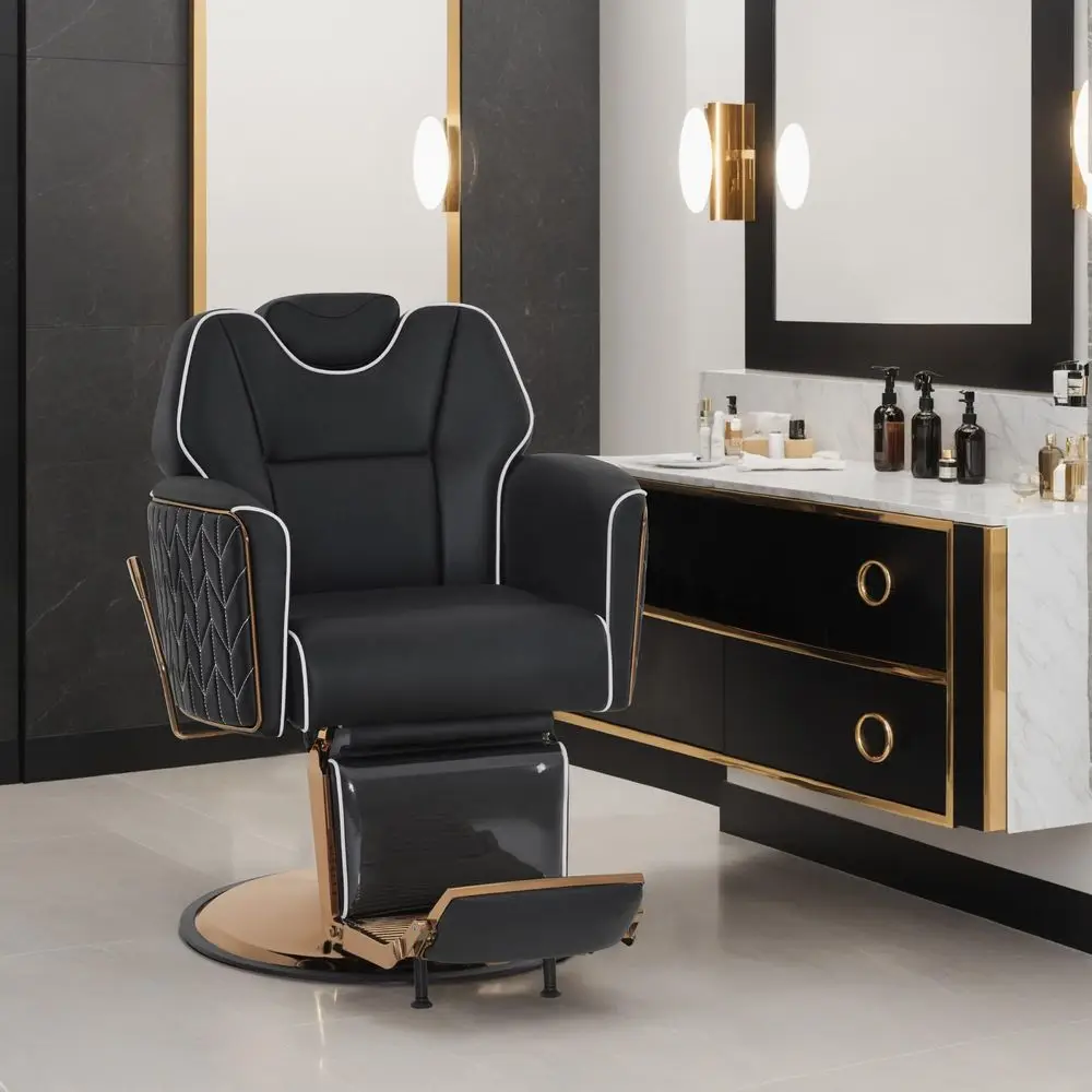 

Classic Barber Chair, Both Sides Hand Levers for LeftHanded Users, All Purpose Hydraulic Reclining Salon Chair of Hair Stylist,