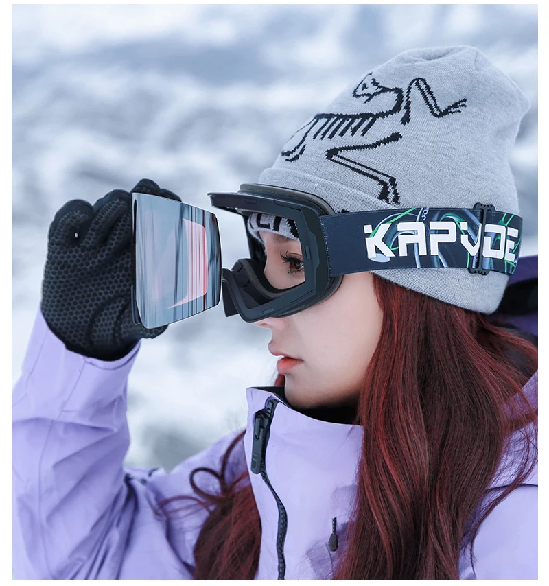 KAPVOE Neue Outdoor Photochrome Ski Brille Magnetische Anti-fog-Ski Brille Winter Sport Skifahren Snowboard Männer Frauen UV400 Schnee – Detail 24