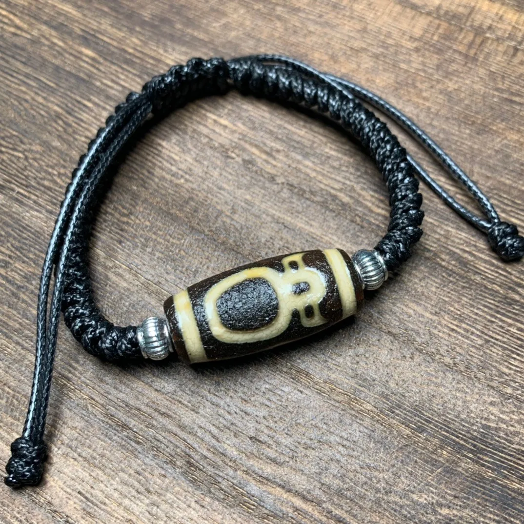 Tibetan Buddhism Dzi Beads Bracelet Adjustable Leather Cord Braided Agate Lucky Amulet Bracelets Men Women Healing Jewelry Gifts